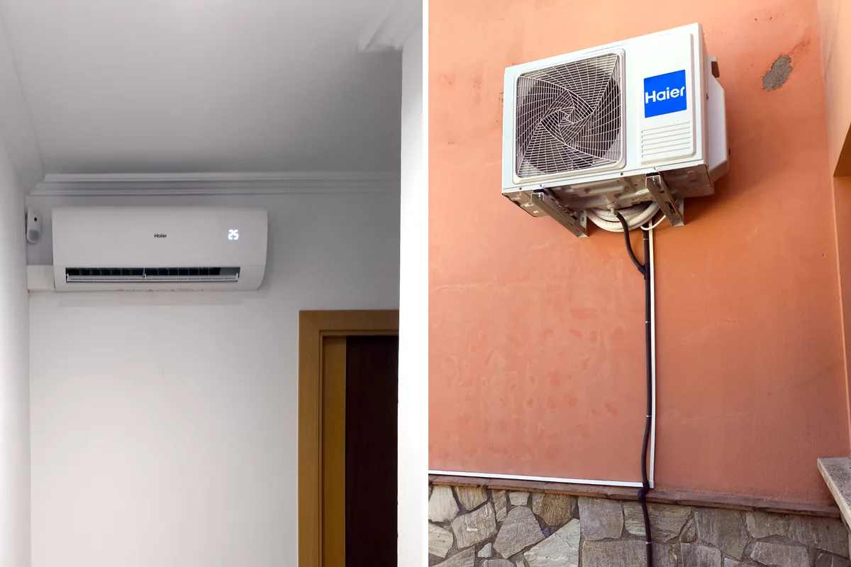 Unités intérieure et extérieure Haier installées à Begur