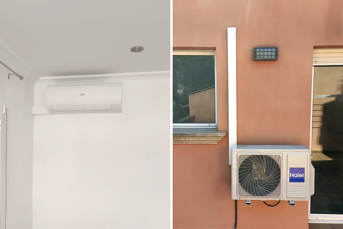 Unités intérieure et extérieure Haier installées à Begur