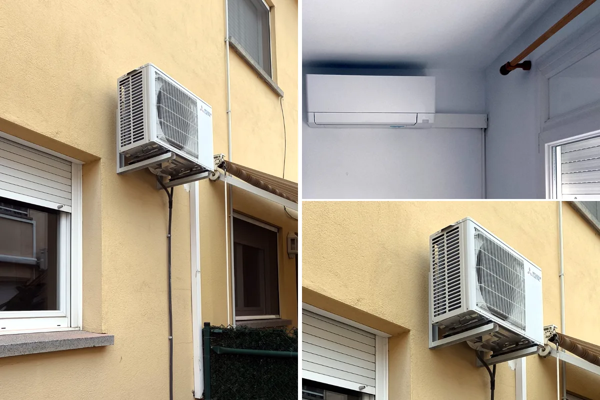Unités extérieure et intérieure Mitsubishi Electric installées à Castelló d'Empúries