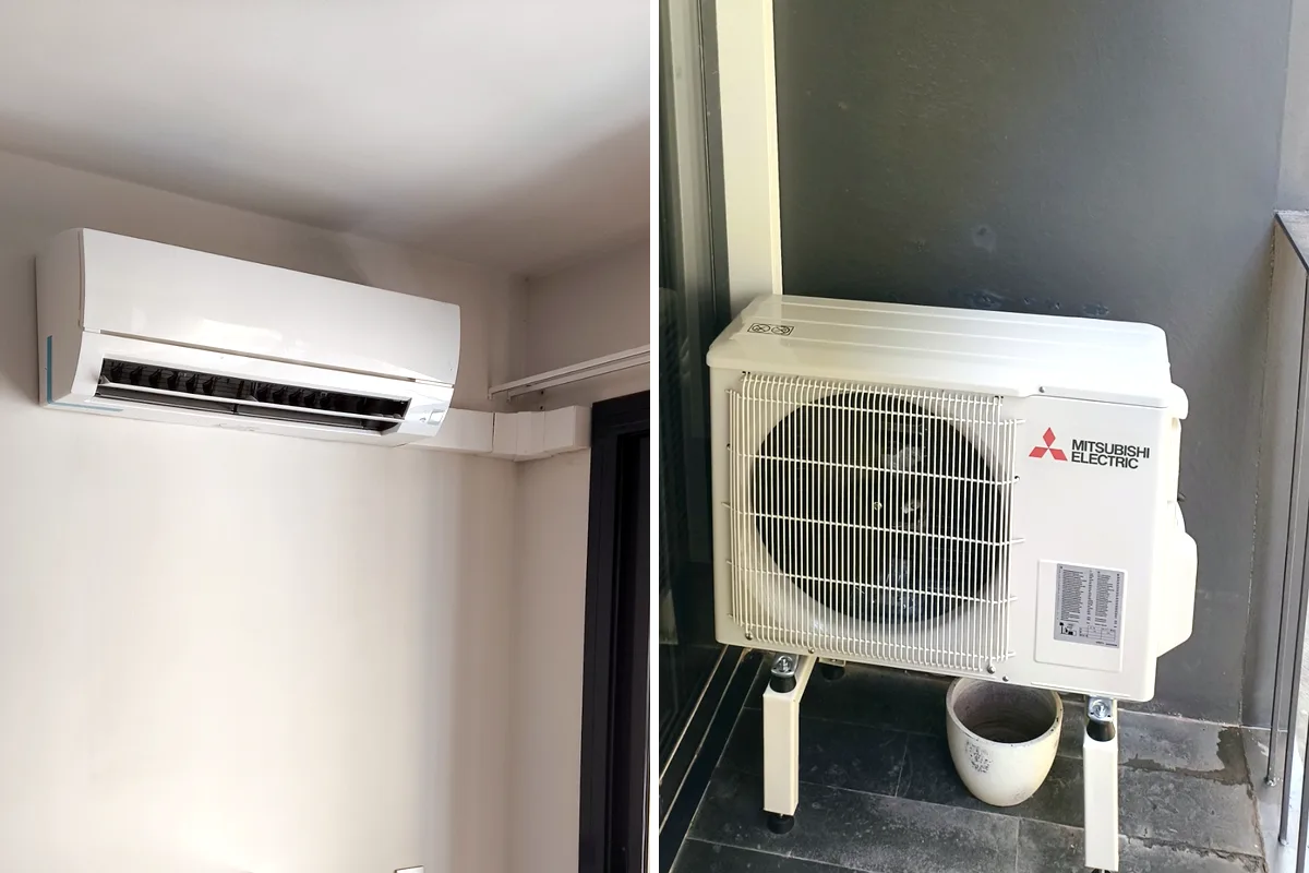 Unités intérieure et extérieure Mitsubishi Electric installées à Palafrugell